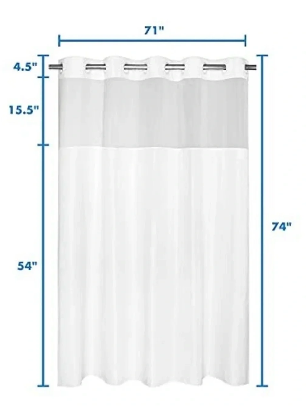 No Hooks Needed White Shower Curtain – Classic Water-Resistant Bathroom Curtain